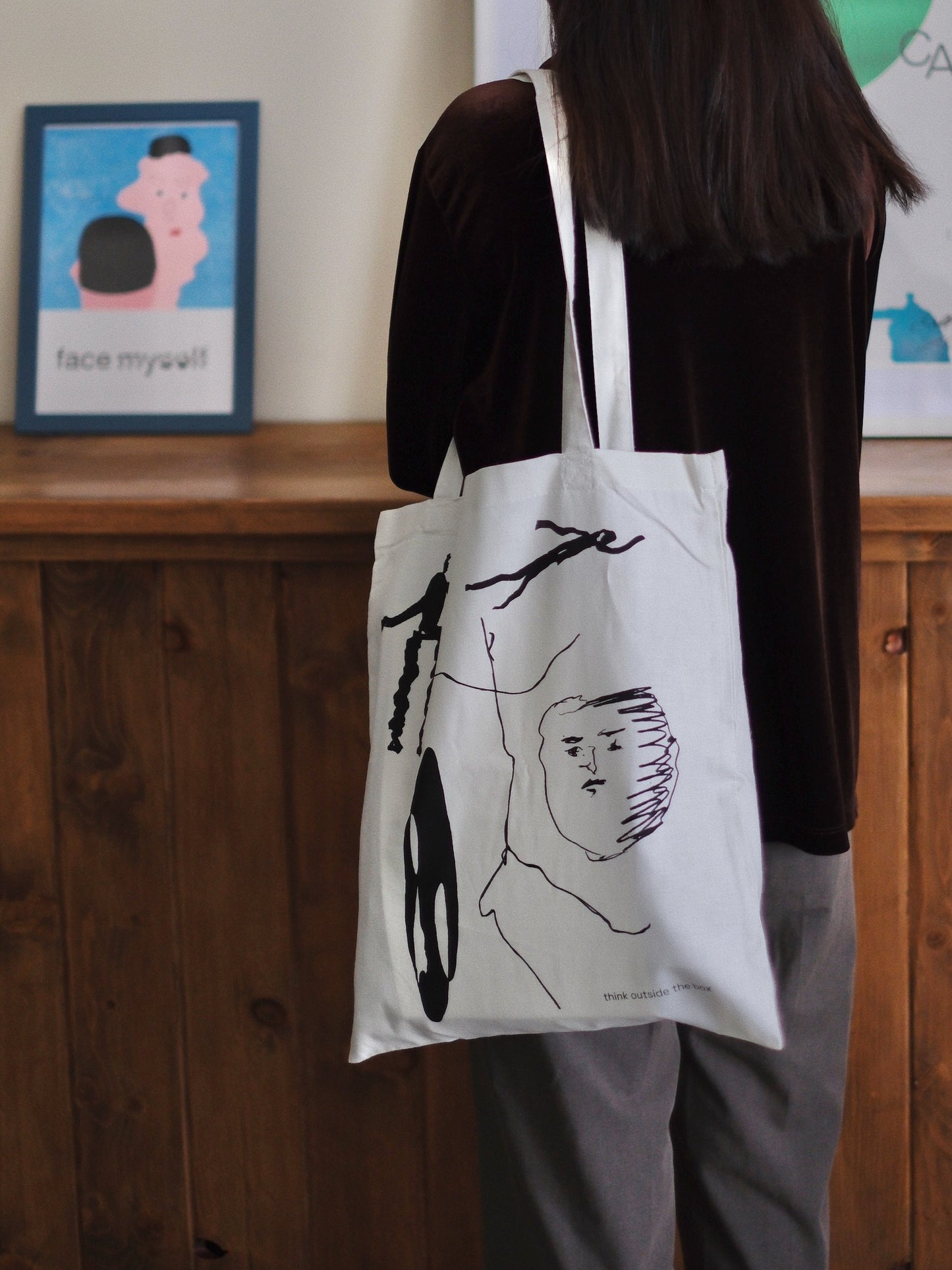 Think outside the box tote bag